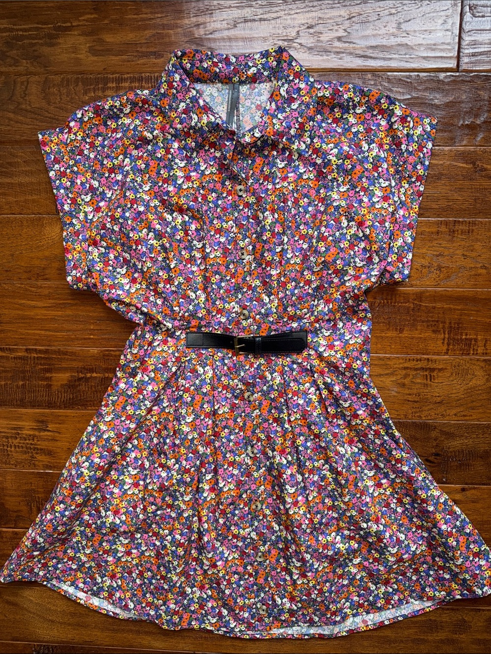 NWOTAnthropologie Short-Sleeve Belted Shirt Dress, Small